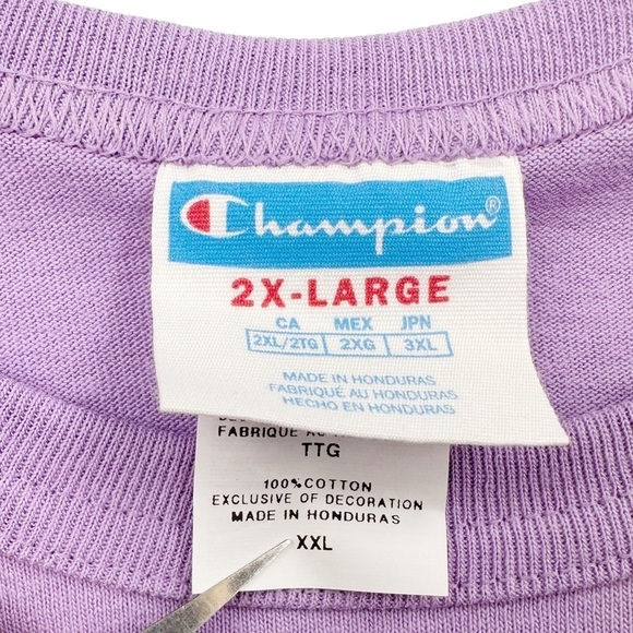 Champion Purple Heritage Crewneck Tee Short Sleeve w Printed Logo Cotton XXL - Picture 5 of 8